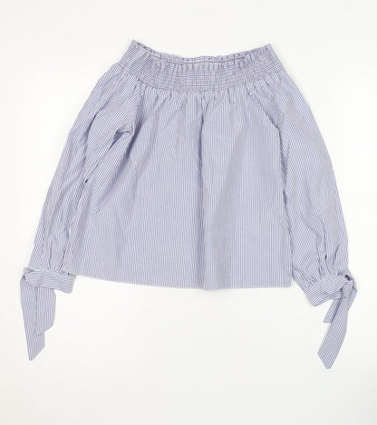 New Look Women's Blue Striped Off the Shoulder Blouse