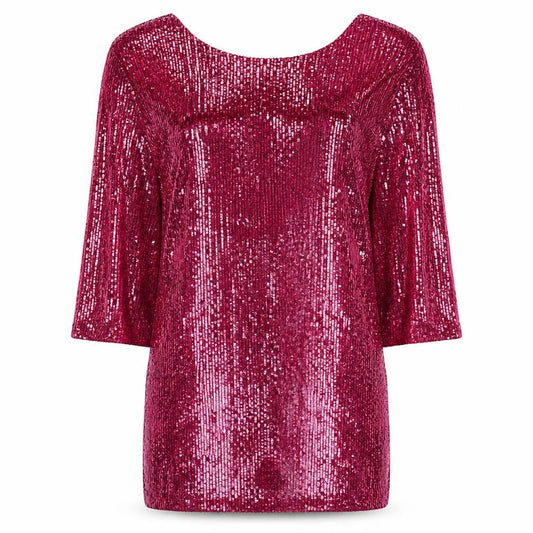 Front view of ASOS DESIGN Women's Pink Sequin V-Neck Dress, size 8, Party