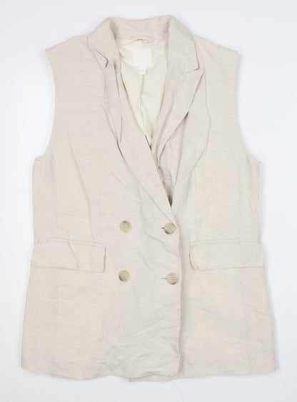 H&M Women's Beige Double-Breasted Waistcoat S