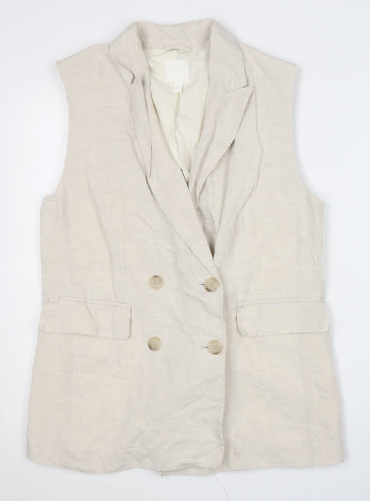 H&M Women's Beige Double-Breasted Waistcoat S