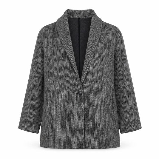 Pull&Bear Women's Grey Herringbone Blazer S