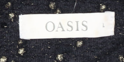 Oasis Women's Black Sequin Dress - Size L
