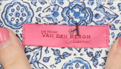 Van Den Bergh Women's Blue Floral Lace Blouse Size 10