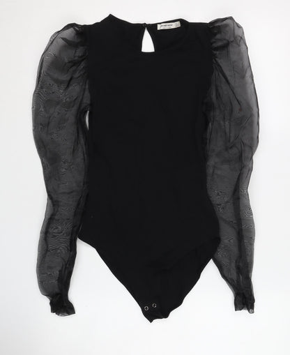 Stradivarius Black Sheer Sleeve Bodysuit Women S