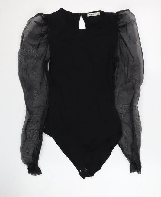 Stradivarius Black Sheer Sleeve Bodysuit Women S