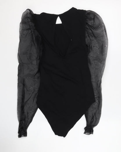 Stradivarius Black Sheer Sleeve Bodysuit Women S