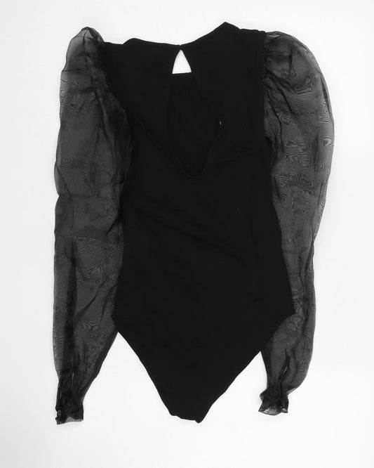 Stradivarius Black Sheer Sleeve Bodysuit Women S