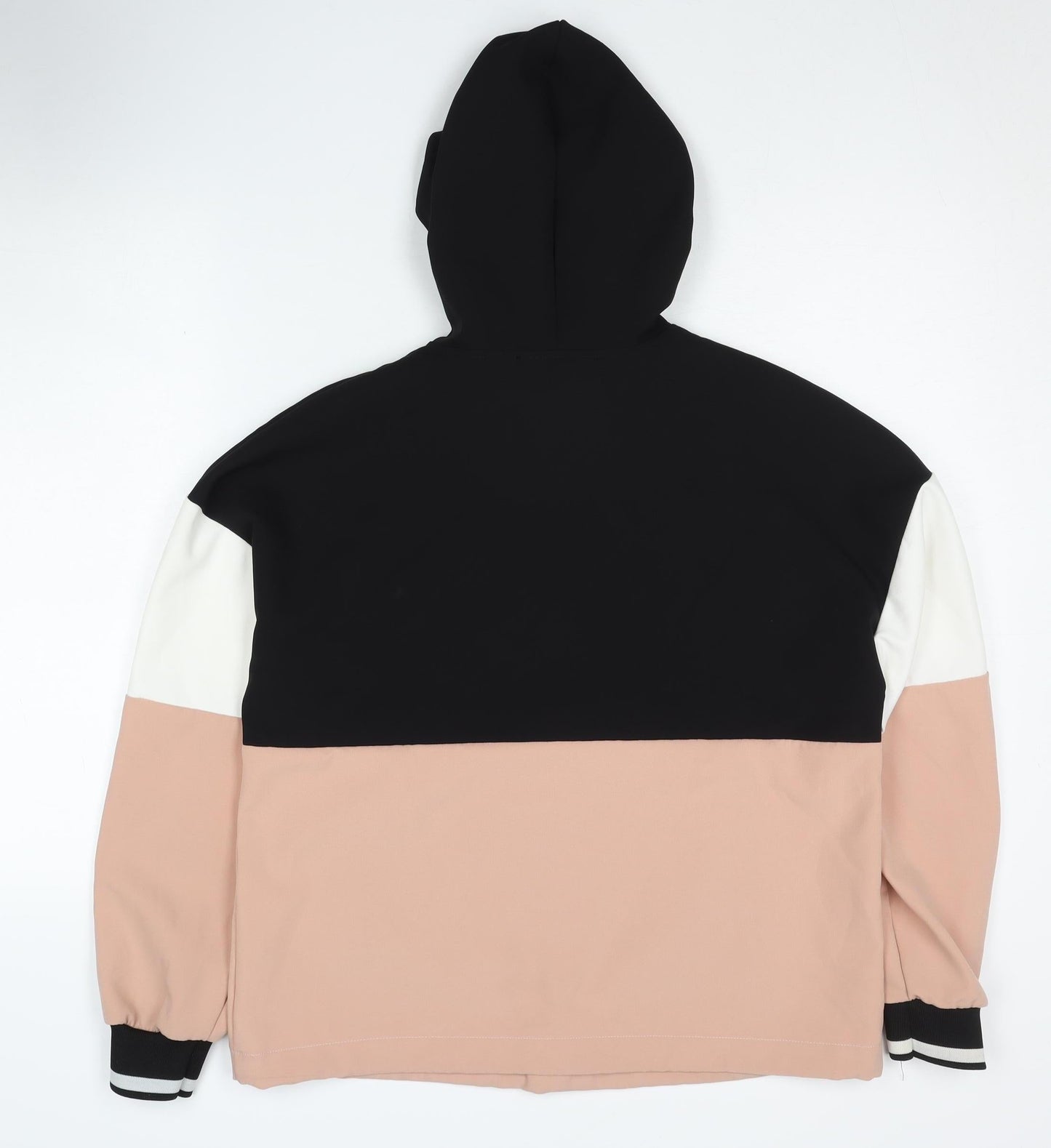Zara Women's S Black Pink 1/2 Zip Colourblock Hoodie