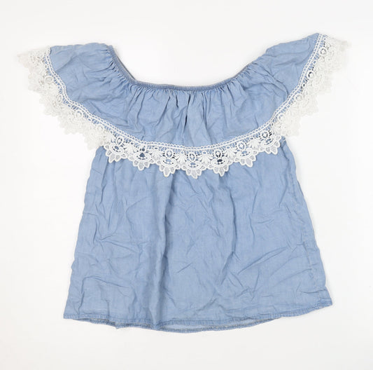 Quiz Women's Blue Off Shoulder Crochet Blouse S