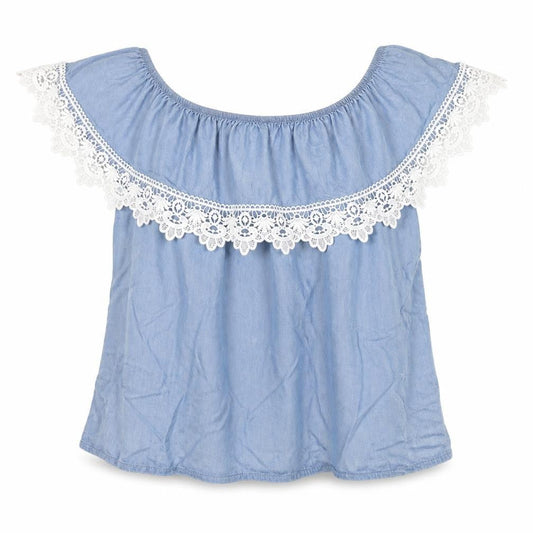 Womens UK Size S Quiz Blue Off the Shoulder Blouse