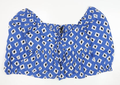 New Look Women's Blue Cropped Blouse - Size 18