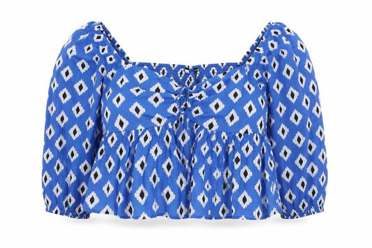 Womens UK Size 18 New Look Blue Cropped Blouse