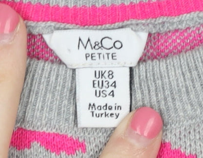 Womens UK Size 8 M&Co Multicoloured Pullover Jumper