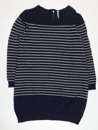 Intuition Women's Blue Striped Pullover Jumper Size L
