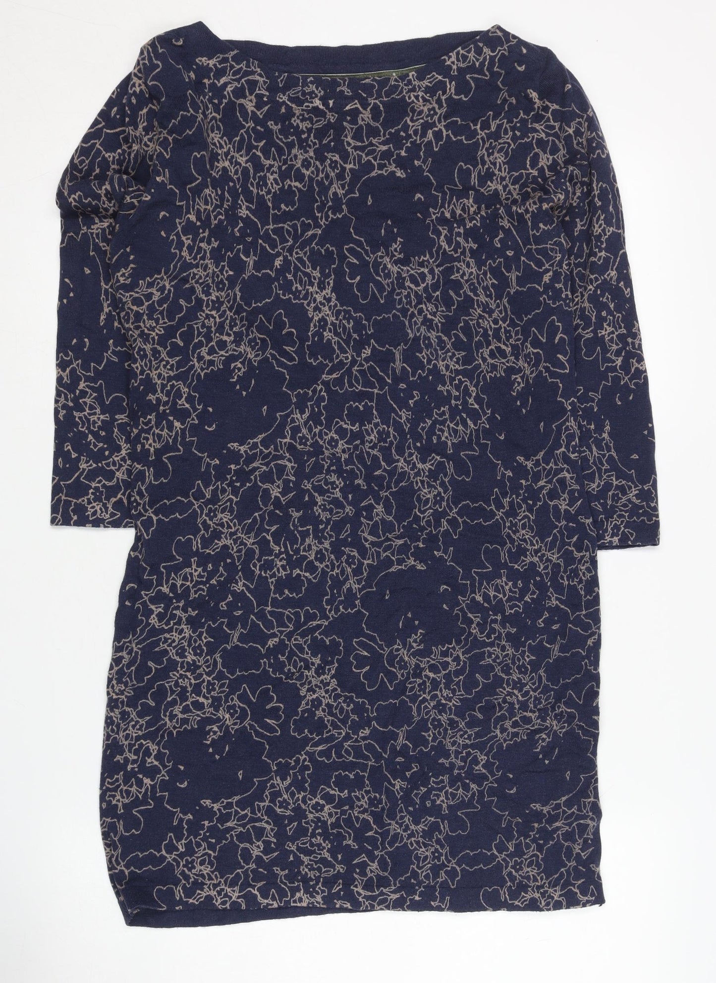 Next Women's Blue Floral Dress, Size 10, 3/4 Sleeve