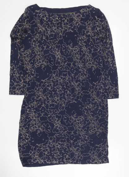 Next Women's Blue Floral Dress, Size 10, 3/4 Sleeve