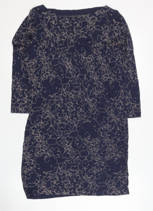 Next Women's Blue Floral Dress, Size 10, 3/4 Sleeve