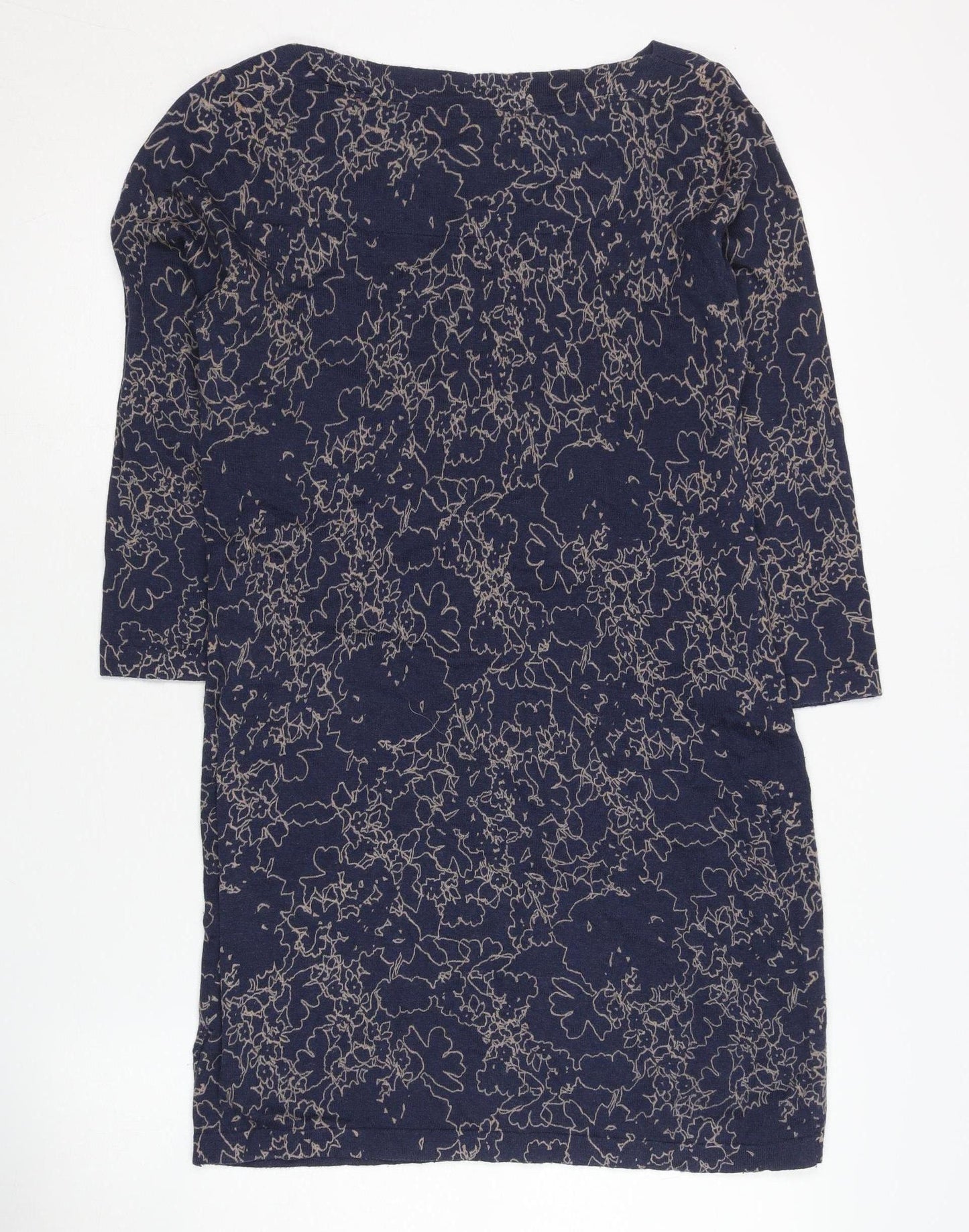 Next Women's Blue Floral Dress, Size 10, 3/4 Sleeve