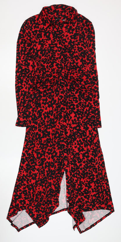 Monsoon Women's Red Animal Print Shirt Dress - S