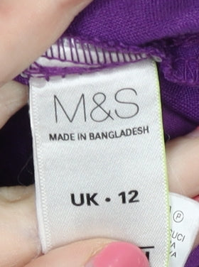 Marks and Spencer Women's Purple Flax Skirt Size 12