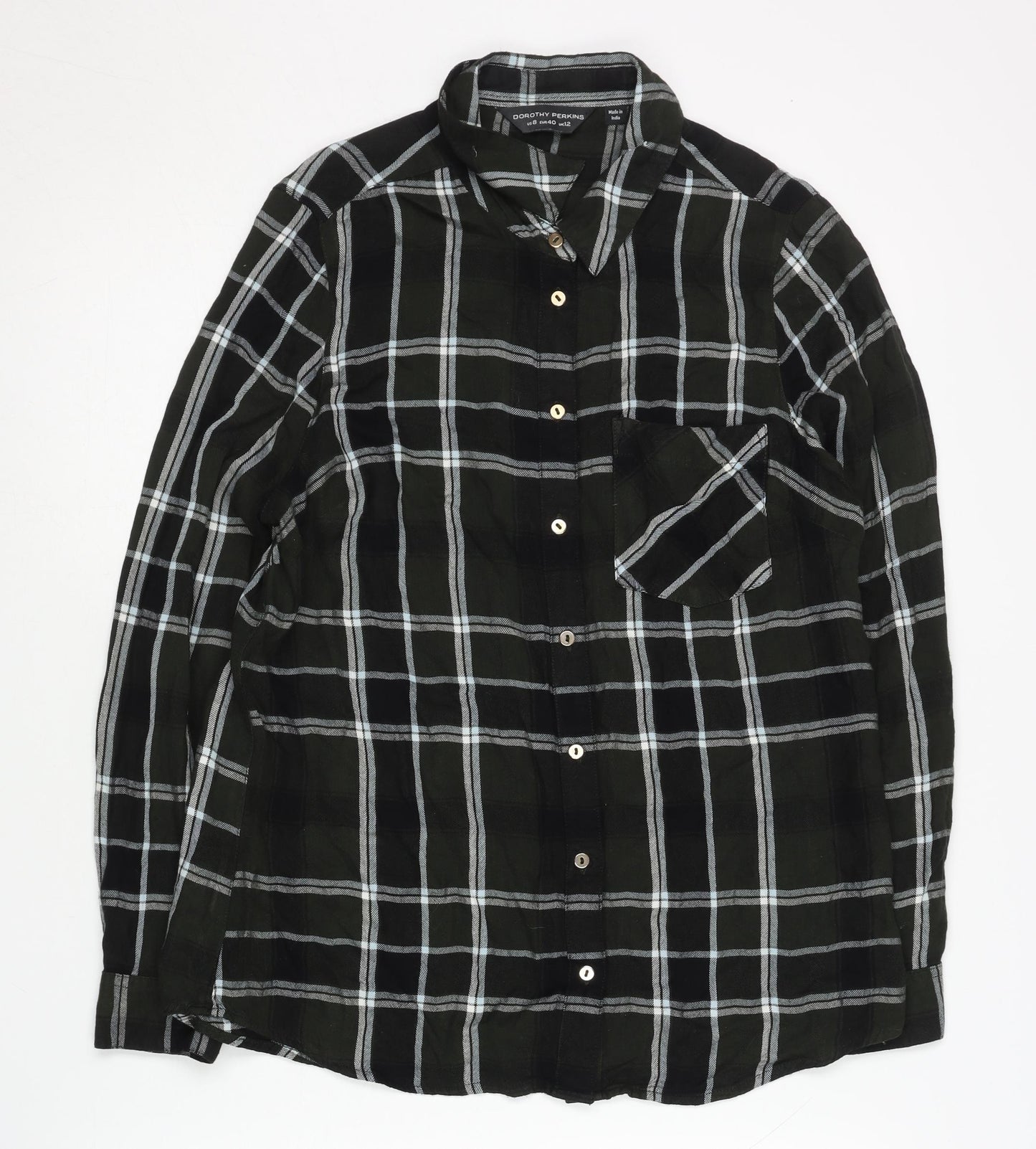 Womens UK Size 12 Dorothy Perkins Black Basic Button-Up