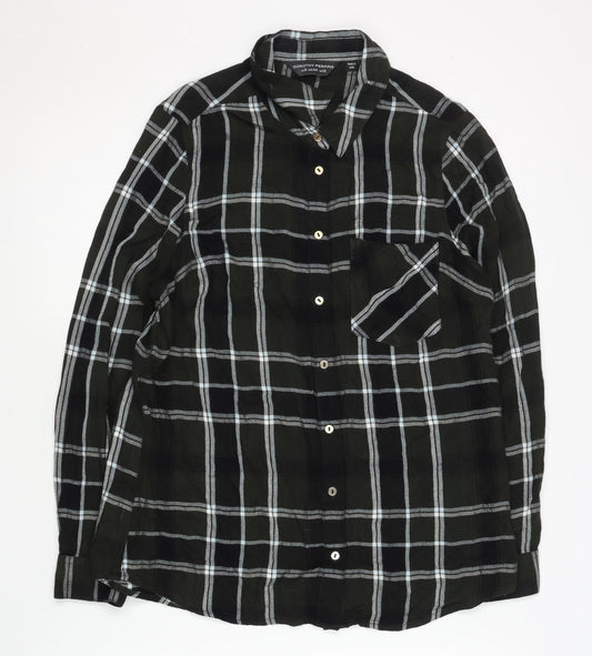 Womens UK Size 12 Dorothy Perkins Black Basic Button-Up