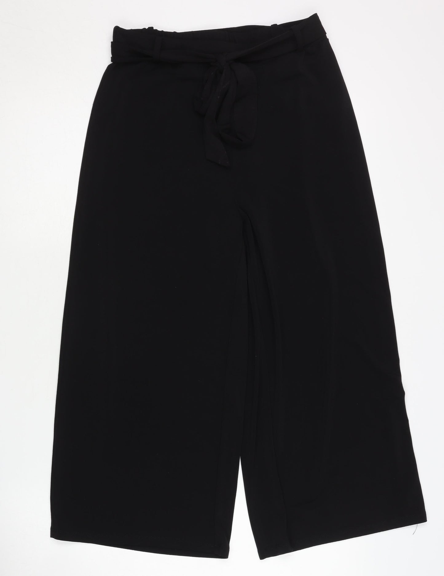 Womens UK Size M VERO MODA Relaxed Fit Wide-Leg Black Trousers