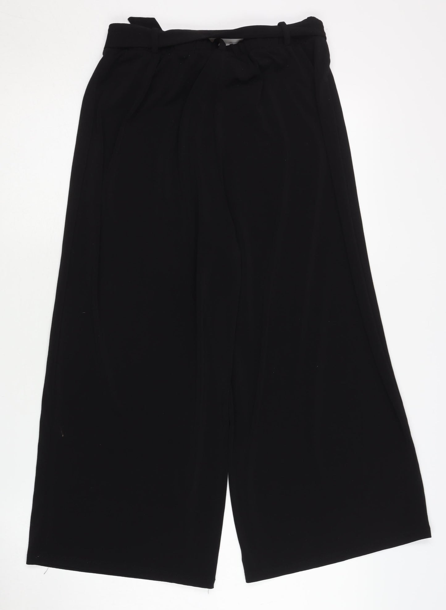 Womens UK Size M VERO MODA Relaxed Fit Wide-Leg Black Trousers