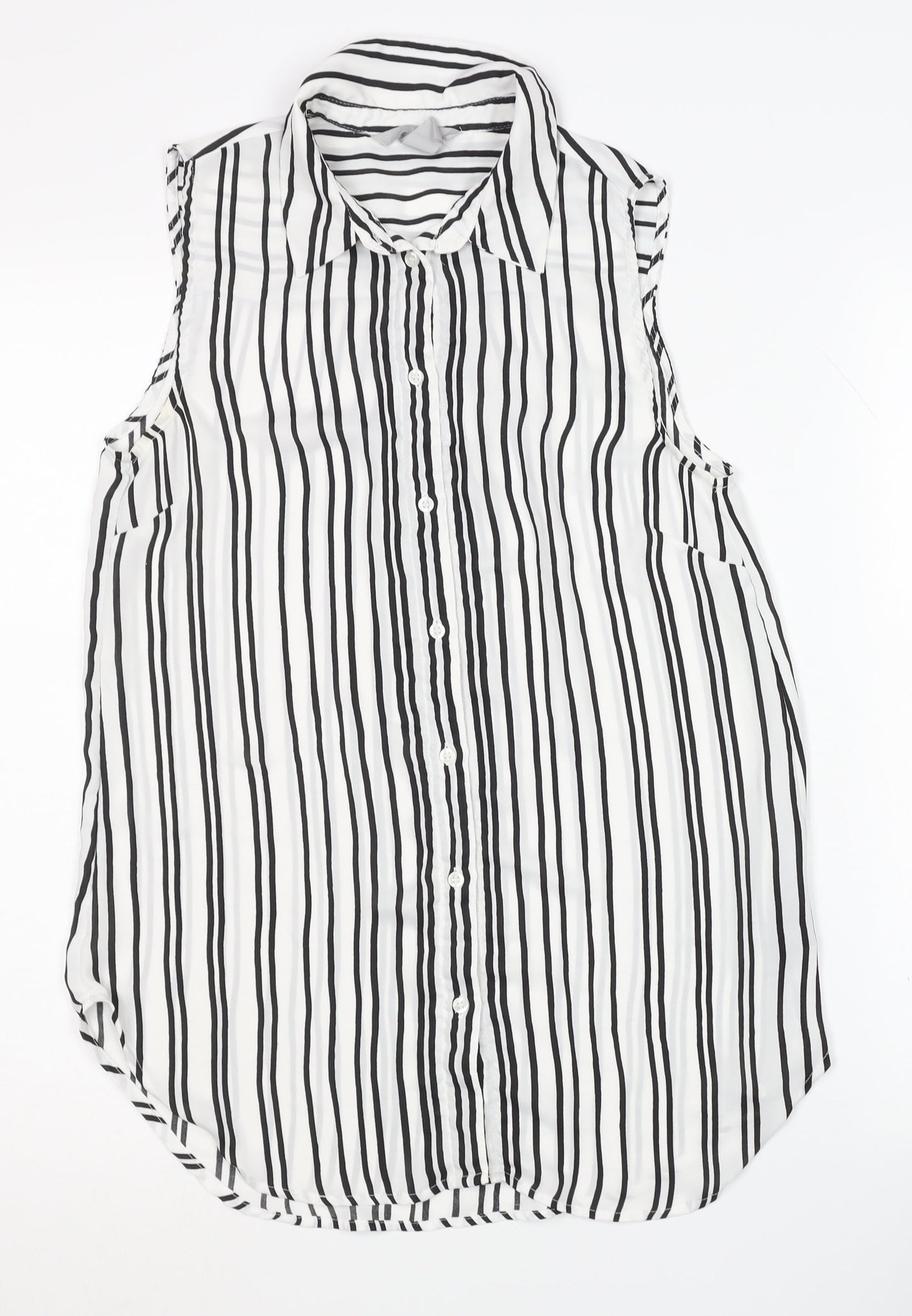 Womens UK Size 8 H&M Black Basic Button-Up