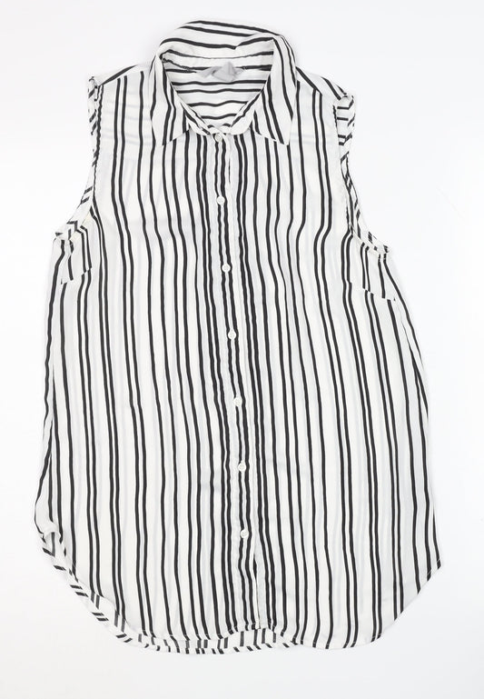 Womens UK Size 8 H&M Black Basic Button-Up