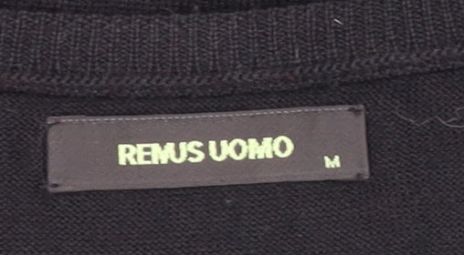 Remus Uomo Men's Black Wool Blend Pullover Jumper M