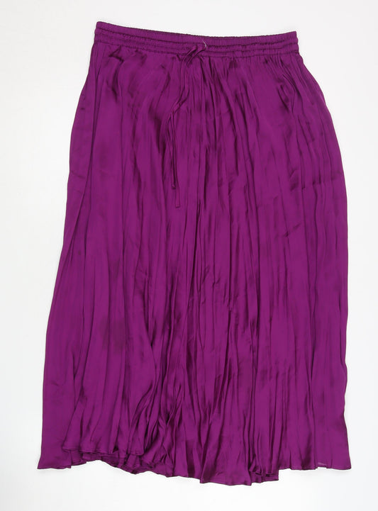 Marks and Spencer Women's Purple Midi Pleated Skirt
