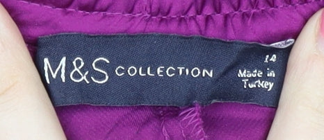 Marks and Spencer Women's Purple Midi Pleated Skirt