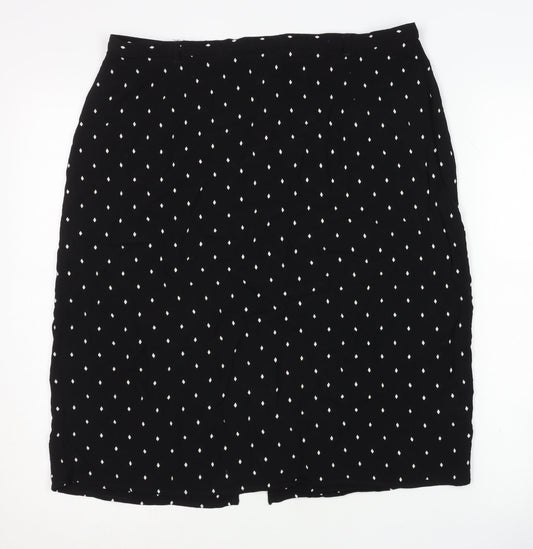 Debenhams Women's Black Polka Dot Skirt Size 16