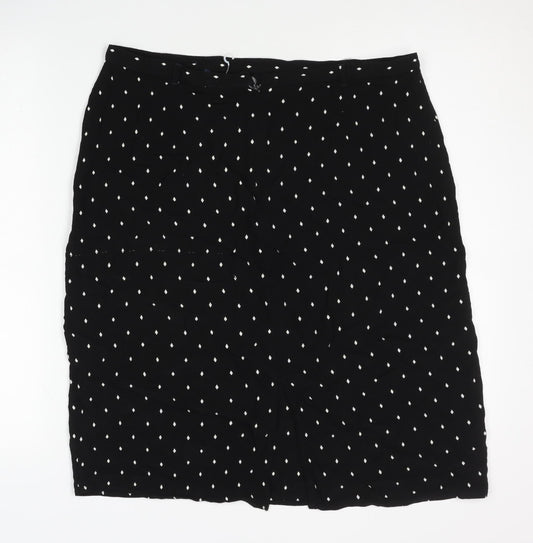Debenhams Women's Black Polka Dot Skirt Size 16
