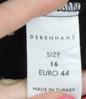 Debenhams Women's Black Polka Dot Skirt Size 16