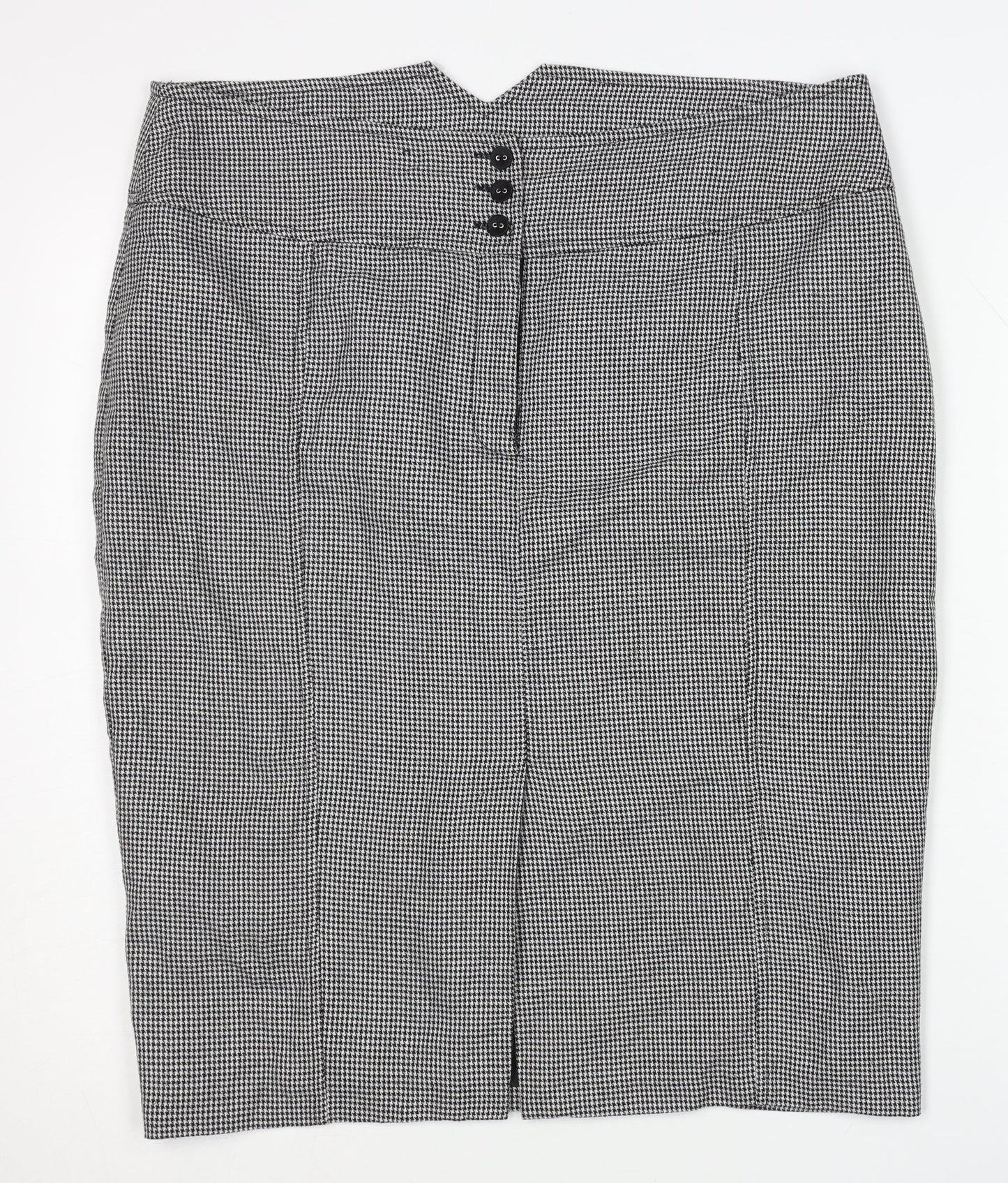 New Look Women's Black Houndstooth Pencil Skirt Size 16