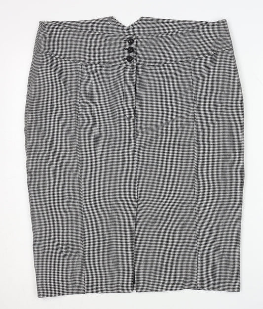 New Look Women's Black Houndstooth Pencil Skirt Size 16