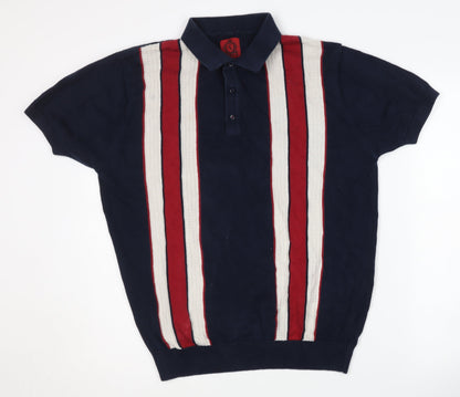 Swade Men's Blue XL Striped Polo Shirt