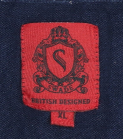 Swade Men's Blue XL Striped Polo Shirt