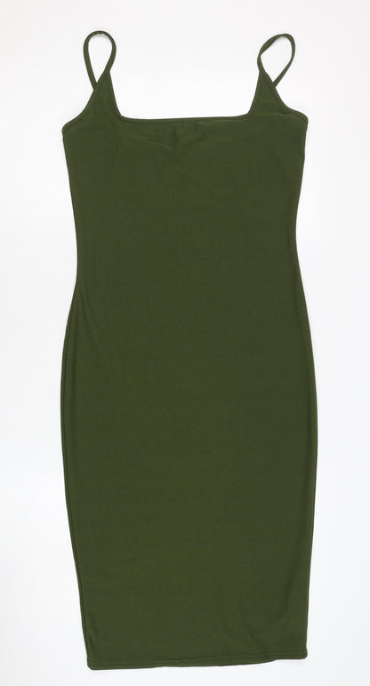 PrettyLittleThing Green Bodycon Midi Dress Women Size 12