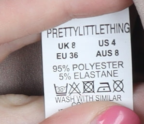 PrettyLittleThing Beige One Shoulder Jumpsuit Size 8