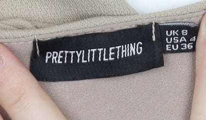 PrettyLittleThing Beige One Shoulder Jumpsuit Size 8