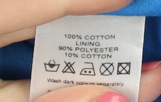 Monsoon Women's Blue Cotton V-Neck Dress, Size 12, Sleeveless