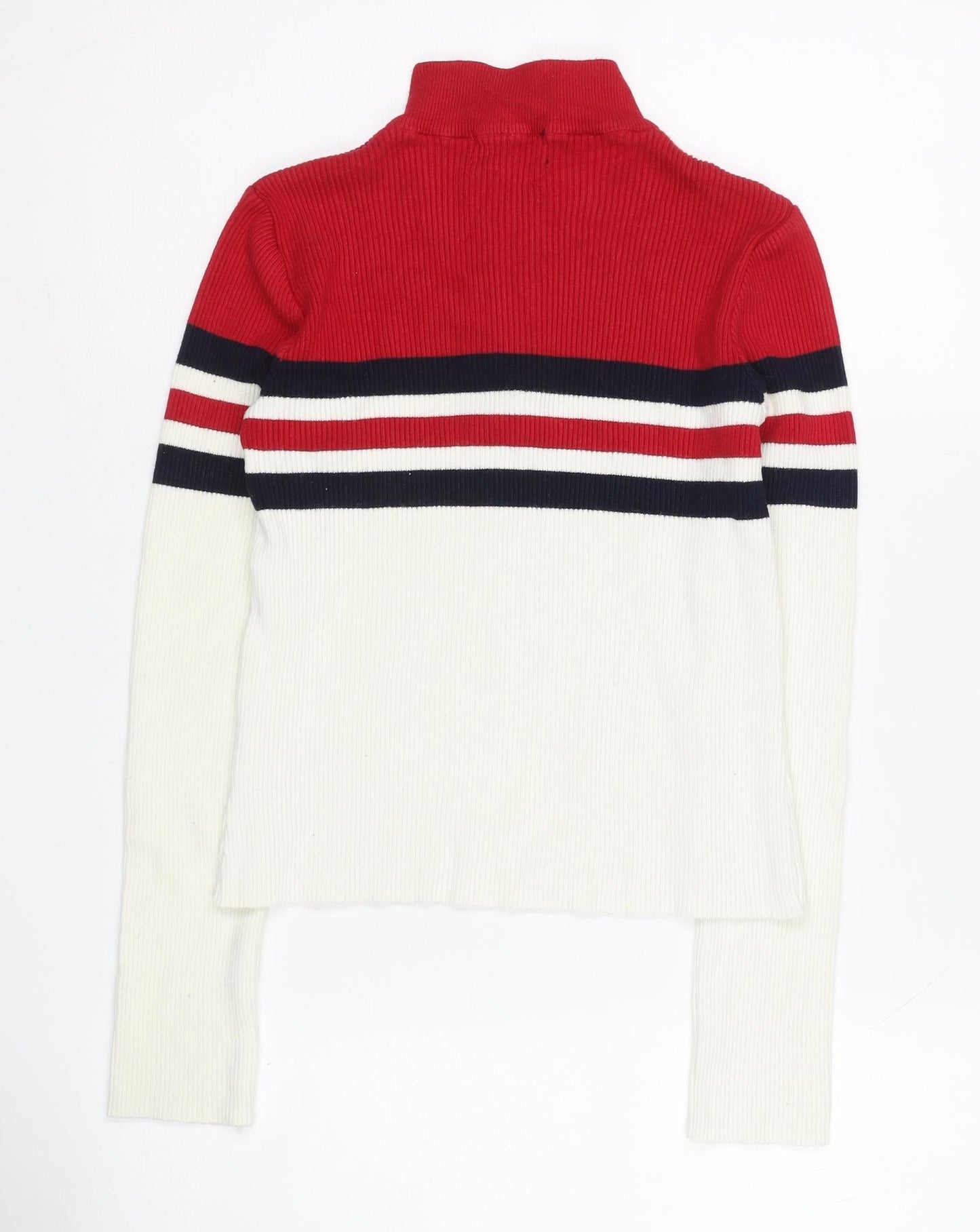 Urban Outfitters Womens Red Striped 1/4 Zip Sweatshirt Size S