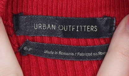 Urban Outfitters Womens Red Striped 1/4 Zip Sweatshirt Size S