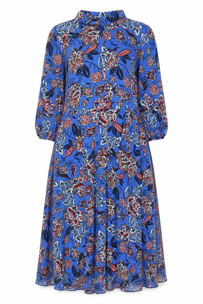 Next Women's Blue Floral High Neck Dress Size 12