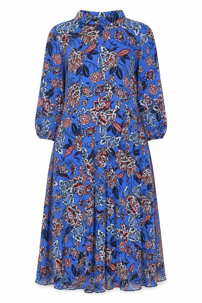 Next Women's Blue Floral High Neck Dress Size 12