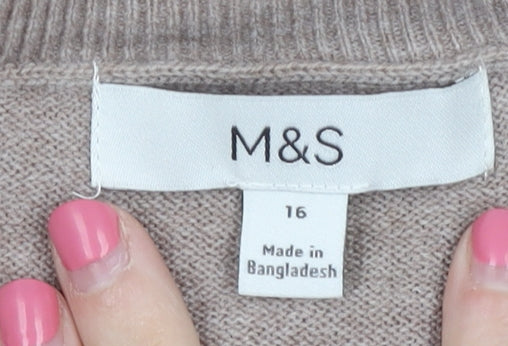 Womens UK Size 16 Marks and Spencer Beige Pullover Jumper