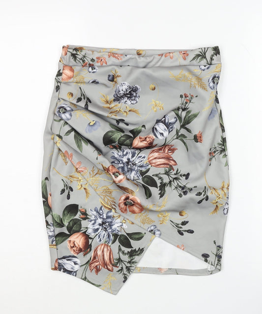 boohoo Women's Floral Pencil Skirt Size 12 Multicoloured